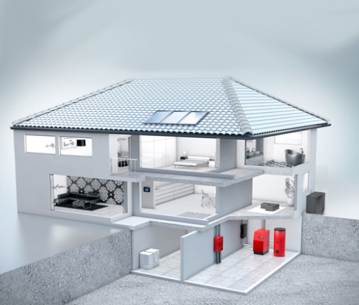 Bivalentanlage Wärmepumpe kombiniert mit Gas-Brennwerttechnik.